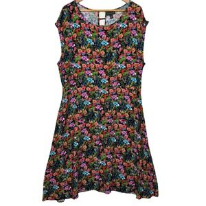 Apropos Floral Sleeveless Midi Dress Womens XL Viscose Made in USA Cottagecore